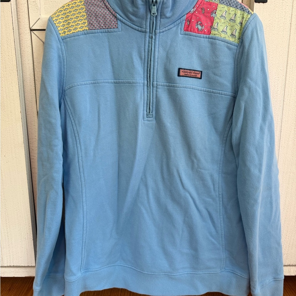 Vineyard Vines Blue Half-Zip With Patchwork - image 1